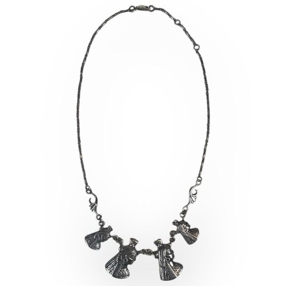 Vintage 925 Sterling Silver Egyptian Cleopatra Head Charm Necklace 19” - Picture 7 of 7